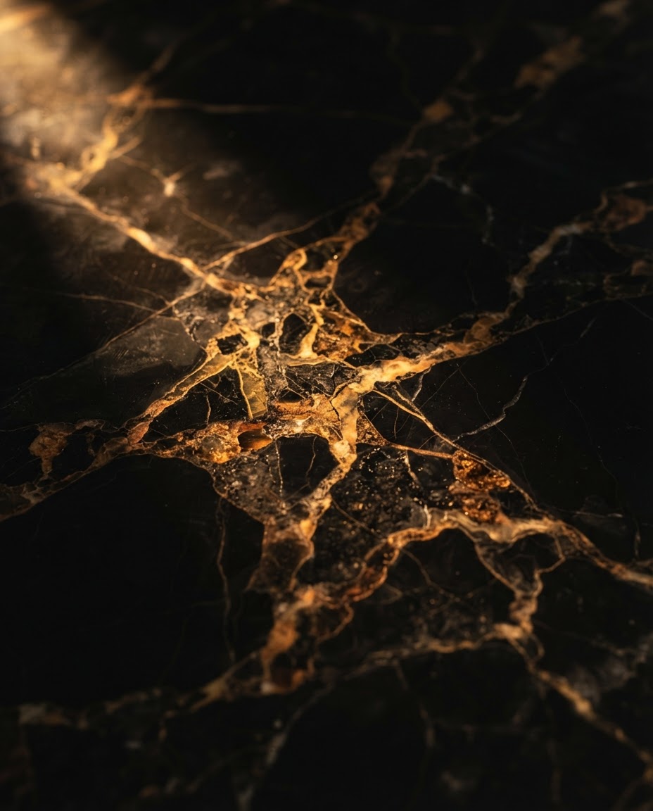 Architectural marble detail with gold veins